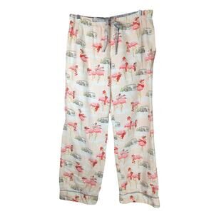 Nick and Nora Pajama Pants Womens M White Camper Flamingo Lounge